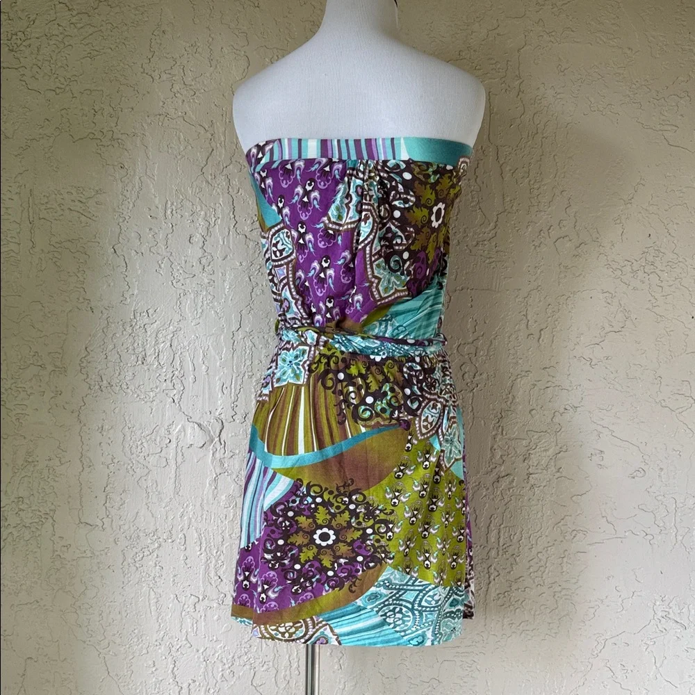 Strapless Multicolor Printed Summer Coverup - Picture 3 of 7